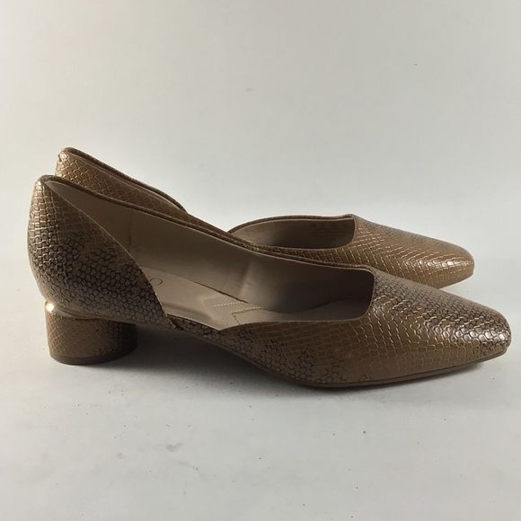 Franco Sarto D'orsay leather pump loafers, croc brown size 8.5 M - Picture 1 of 8